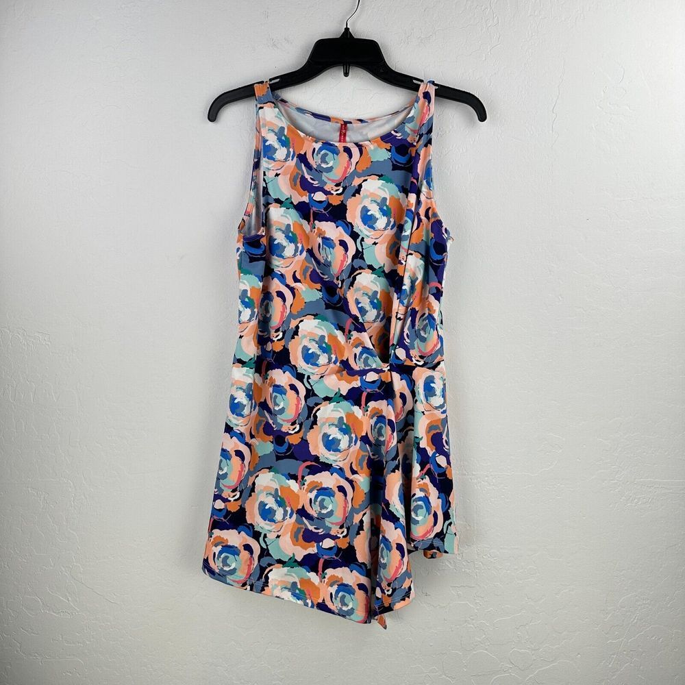Ruby Ribbon Sleeveless Top Womens‎ M Multicolor Water color Floral Asymmetrical